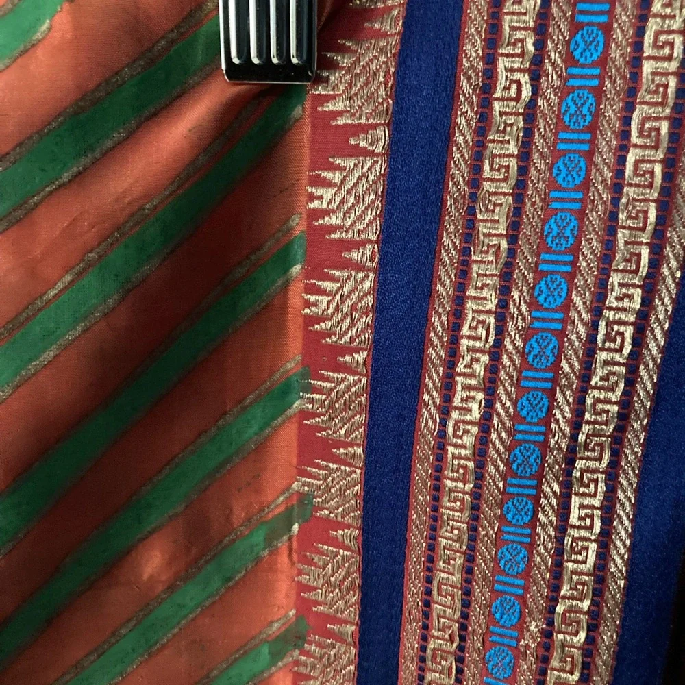 Multicolored Block printed silk stole/dupatta - Picture 10 of 16
